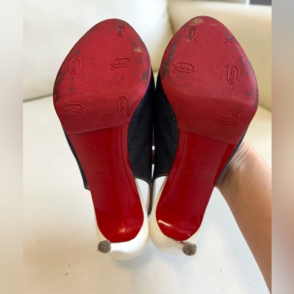 Christian Louboutin denim blue slingback sandals - Picture 6 of 14